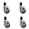 Service Caster 4'' Gray Poly Swivel 1-3/4'' Expanding Stem Caster Set with Brake, 4PK SCC-EX20S414-PPUB-TLB-134-4 - alternate 1